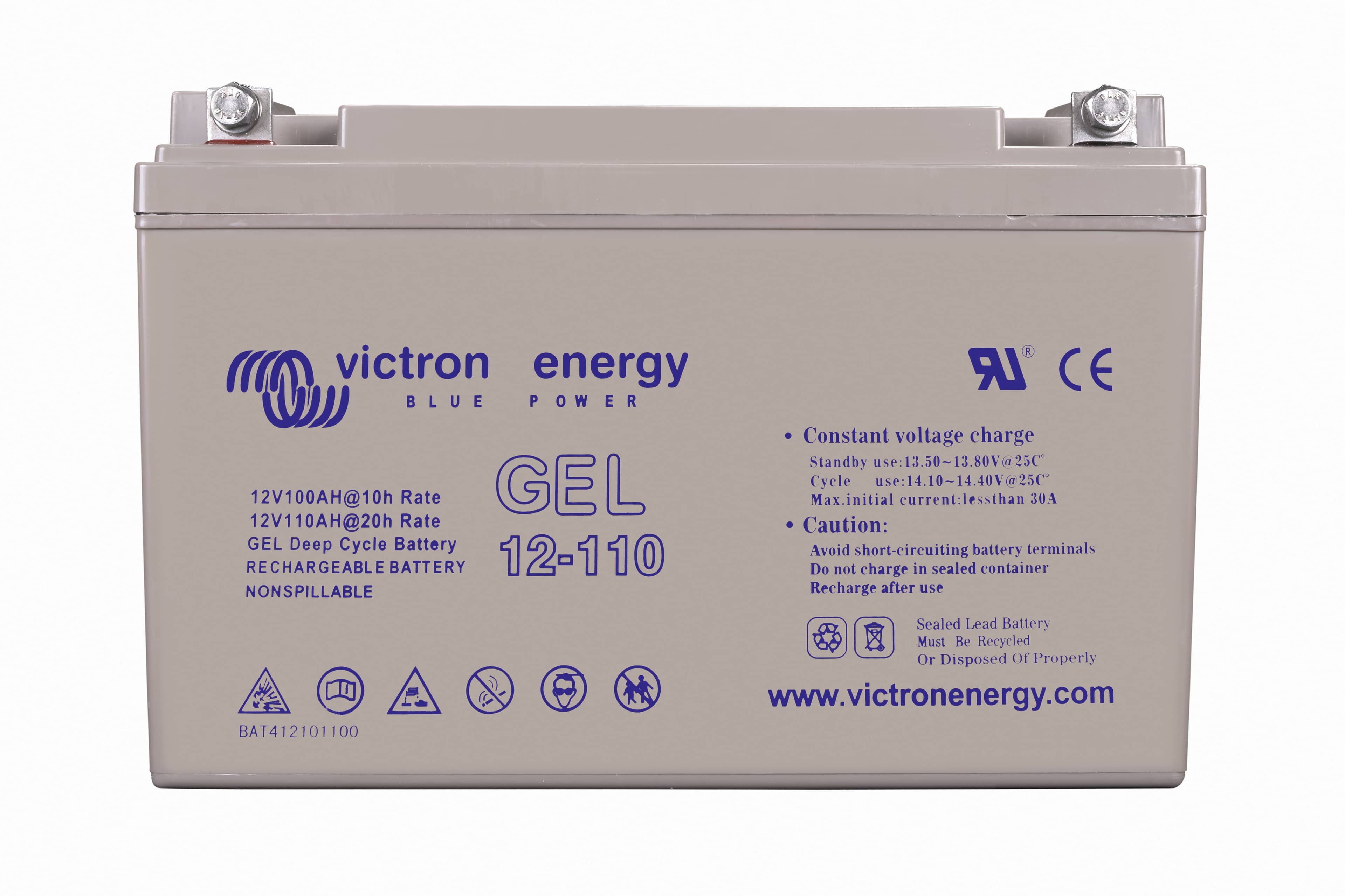 12V 110Ah Gel Deep Cycle Battery (front) thumbnail