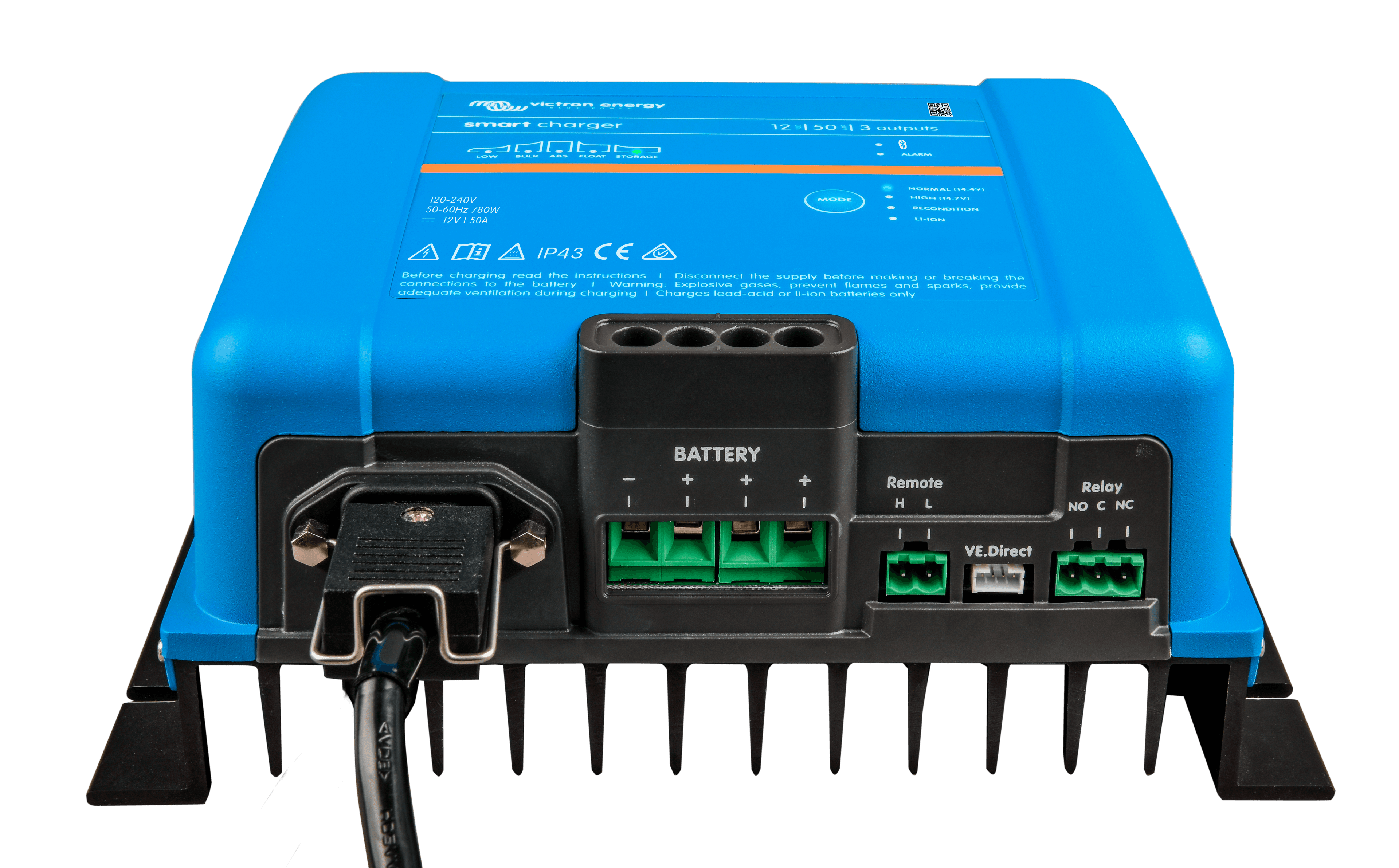 Smart IP43 Charger 12V 50A 3 outputs (front-angle)  thumbnail